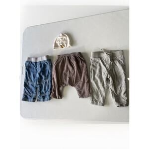 Lot of 4 Baby Boy 3-6M Lined Pull On Pants Hat Baby Gap, H&M, Gerber, Unbranded
